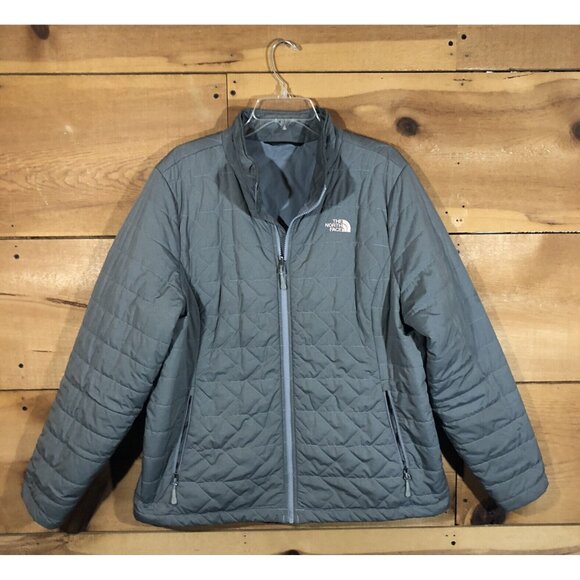The North Face Quilted Puffer Full Zip Jacket Mens Size Large Gray Insulated